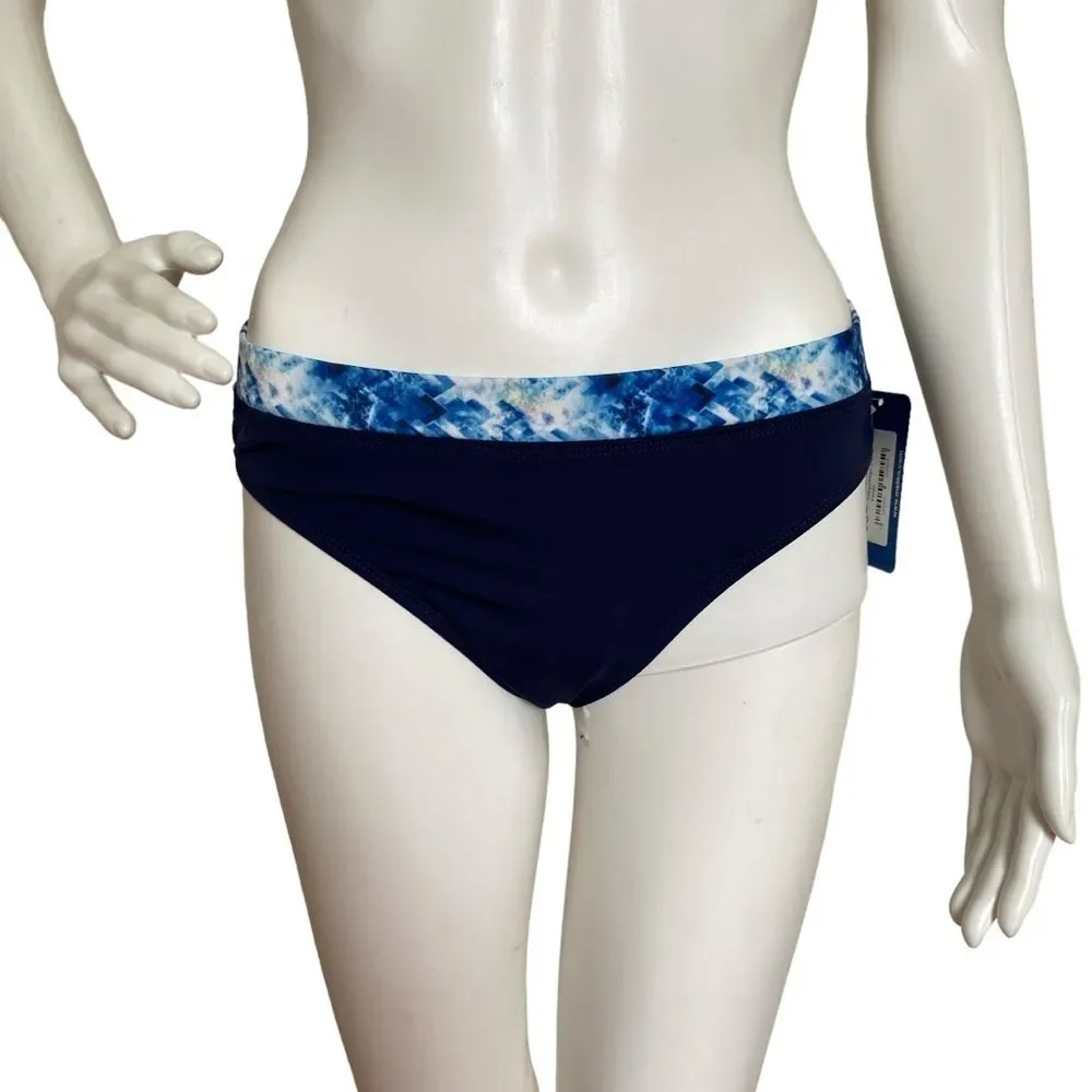 NWT Melika Tankini Top and Bottoms Blue Sz L Made in USA